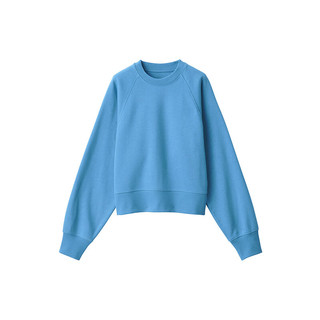 无印良品（MUJI）女式 紧密织 运动衫 女士女款  卫衣 圆领短款春季 萨克森蓝 S （155/80A）