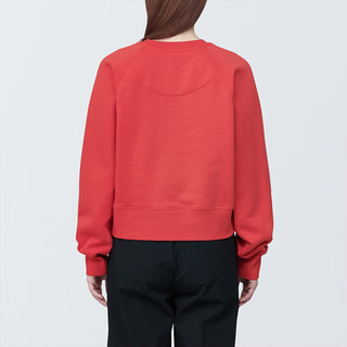 无印良品（MUJI）女式 紧密织 运动衫 女士女款  卫衣 圆领短款春季 红色 XXL（ 170/96A）