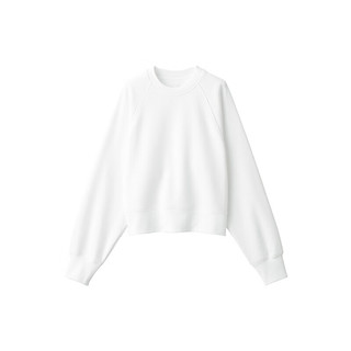 无印良品（MUJI）女式 紧密织 运动衫 女士女款  卫衣 圆领短款春季 白色 XL （165/92A）