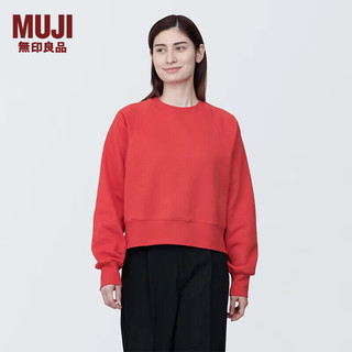 无印良品（MUJI）女式 紧密织 运动衫 女士女款  卫衣 圆领短款春季 红色 XL （165/92A）