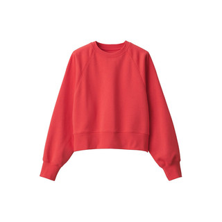 无印良品（MUJI）女式 紧密织 运动衫 女士女款  卫衣 圆领短款春季 红色 XL （165/92A）