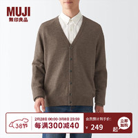 无印良品 MUJI 男式 牦牛绒混羊毛 开衫 AAB05A2A 深咖啡棕色 S