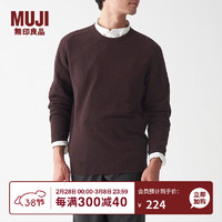 无印良品 MUJI 男式 牦牛绒混羊毛 圆领毛衣 AAA06A1A 长袖针织衫 酒红色 L