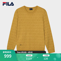 斐乐（FILA）男子织衫2024春季时尚休闲基础满印套头毛衣 海菊黄-MT 180/100A/XL