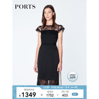 PORTS 宝姿 春夏女装优雅蕾丝拼接包臀连衣裙LN8D015KWB008 黑色 12