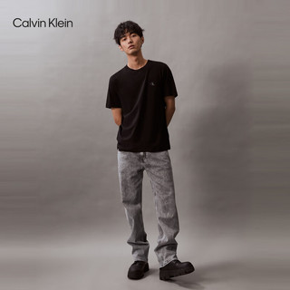 Calvin Klein Jeans24春夏男士休闲通勤字母印花舒适宽松短袖T恤J325573 BEH-太空黑 XL