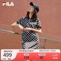 FILA 斐乐女子连衣裙2024夏季时尚休闲针织裙 满印二-A-ZB 155/76A/XS