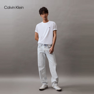 Calvin Klein Jeans24春夏男士休闲通勤字母印花舒适宽松短袖T恤J325573 YAF-月光白 XXL