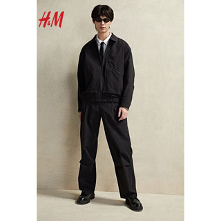 H&M男装2024春季男士CleanFit宽松纹理感梭织外套夹克1214771 白色 180/116A XL