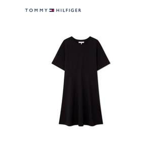 TOMMY HILFIGER 24春季女装休闲通勤纯色合身短袖针织连衣裙WW0WW41271 黑色BDS XL