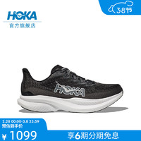 HOKA ONE ONE男女款春夏马赫6竞训公路跑步鞋MACH 6速度舒适柔软 黑色/白色-男 46.5