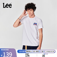 Lee24早春新品标准版篮球元素印花男圆领短袖T恤休闲潮流