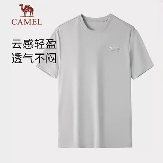 骆驼（CAMEL）户外速干T恤男蜂巢网眼透气上衣简约运动圆领短袖女 A14BZ00079 幻影黑，男