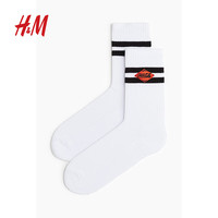 H&M男士袜子2024春季柔软细密针织个性图案袜子1072353 米色/Coca-Cola 23-24
