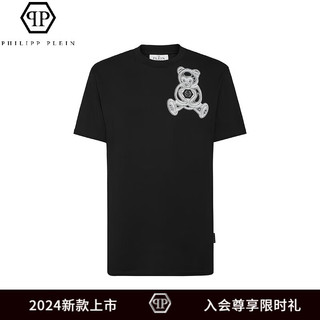 PHILIPP PLEIN T恤 2024早春男士Teddy bear印花圆领T恤 菲历沛 黑色 XXL