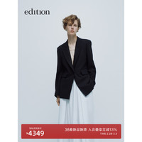 edition【P系列】2024春后背高开衩美丽诺羊毛女绅士西装外套 黑色  XL/175