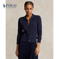 Polo Ralph Lauren 拉夫劳伦 女装 24春修身版棉Polo针织开襟衫RL25304 400-猎人深蓝 L