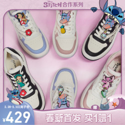 teenmix天美意女鞋史迪奇联名时尚休闲板鞋女2024春cnw21am4夜幕黑35