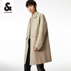 jackjones杰克琼斯春季新款男士宽松时尚潮流个性中长款风衣夹克外套