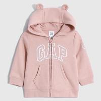 限尺码：Gap 盖璞 新生婴儿冬季LOGO碳素软磨抓绒连帽衫455847儿童装卫衣家居服