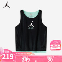 NIKE JORDAN 耐克AJ童装男童双面穿篮球背心2024夏季儿童网眼透气上衣 正黑色 1
