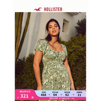 HOLLISTER 24春夏柔软甜美修身泡泡袖中长款连衣裙女 356588-1 绿色碎花 M (165/92A)