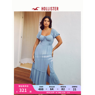 HOLLISTER24春夏柔软甜美修身泡泡袖中长款连衣裙女 356588-1 蓝色 XS (160/84A)