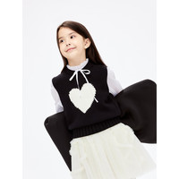 little MO&Co.亲子装 little moco童装24春装女童爱心毛衣无袖背心马甲 黑色 120/60