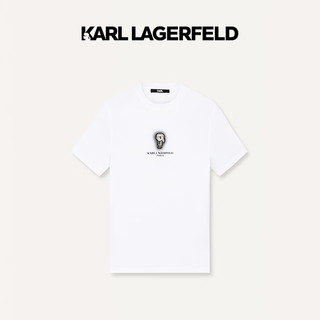 Karl Lagerfeld卡尔拉格斐轻奢老佛爷男装 2024春夏款KL钉珠休闲 短袖T恤 白色 52