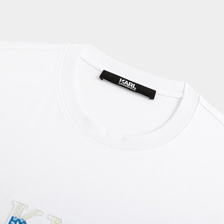 Karl Lagerfeld卡尔拉格斐轻奢老佛爷男装 2024春夏款KL钉珠休闲 短袖T恤 白色 52