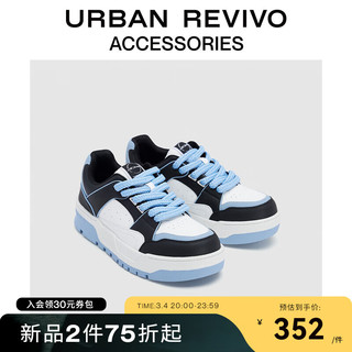 URBAN REVIVO2024春季男士潮流撞色圆头运动鞋UAMS40007 黑色 / 白色 / 蓝色 44