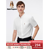 Hush Puppies暇步士男装2024夏季基础款商务休闲百搭通勤短袖衬衫 019白色1 XXXL