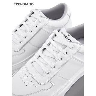 TRENDIANO潮牌低帮休闲鞋2024年春季时尚板鞋百搭系带男鞋子 白色 38