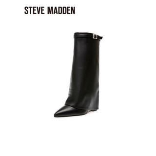 史蒂夫·马登 STEVE MADDEN/思美登冬时尚中筒高跟西部靴裤靴女 SHOCKER 黑色 37