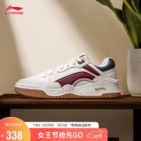 LI-NING 李宁 月白2.0丨运动鞋男2024春季撞色字母LOGO舒适经典休闲鞋AGCU275 云雾白/深殷红-2 41.5