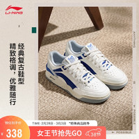 LI-NING 李宁 月白2.0丨运动鞋男2024春季撞色字母LOGO舒适经典休闲鞋AGCU275 米白色/深帆蓝-5 40