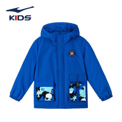 erke鸿星尔克童装小童中性连帽羽绒服儿童保暖上衣65222401043温莎蓝