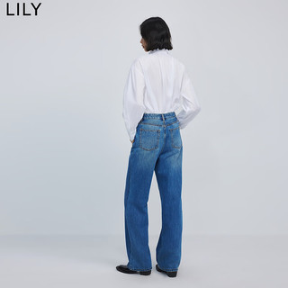 丽丽 LILY2024春新款女装别致荷叶花边浪漫时尚都市通勤长袖垂感白衬衫 603本白