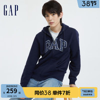 Gap男女装秋冬LOGO碳素软磨抓绒卫衣816853情侣连帽衫潮 海军蓝 175/92A(S)