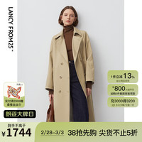 朗姿法式复古经典双排扣风衣外套24年新款中长款大衣春季上衣女