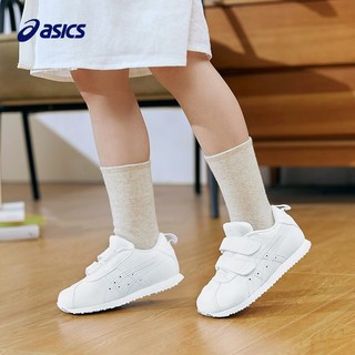 asics亚瑟士童鞋经典透气舒适男女童学步鞋1-3岁皮面小白鞋 101_白花色 24码（内长15CM）
