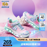 Skechers斯凯奇童鞋女童运动鞋闪灯鞋开关魔术贴儿童休闲公主鞋302315L 薰衣草色/多彩色/LVMT 36