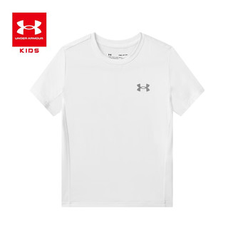 安德玛（Under Armour）儿童短袖t恤男童夏装t恤短袖男大童透气速干运动圆领上衣童装男 白色 170cmLG