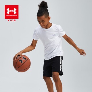 安德玛（Under Armour）儿童短袖t恤男童夏装t恤短袖男大童透气速干运动圆领上衣童装男 白色 150cmYLG