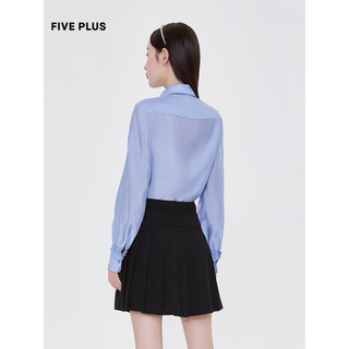FIVE PLUS女秋装设计感衬衫女宽松长袖木耳边衬衣莱赛尔 蓝色600 M