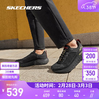 斯凯奇（Skechers）龙年春季轻质舒适缓震回弹休闲运动鞋男外出 全黑色/BBK 42.5