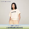 TOMMY HILFIGER24新款春季女装纯棉时尚植绒字母合身圆领短袖卫衣41240 米白色AEF XS