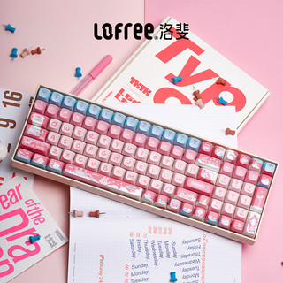 洛斐（LOFREE）小翘100主题机械键盘无线蓝牙女生可爱电脑办公高颜值 奶粉色底座+可爱猫咪键帽（键帽自装版）