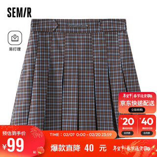 森马（Semir）半身裙女易打理A字百褶裙百搭春季小个子字母短裙潮101123120003 咖色调00355 M