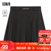 森马（Semir）半身裙女易打理A字百褶裙百搭春季小个子字母短裙潮101123120003 黑色90001 M